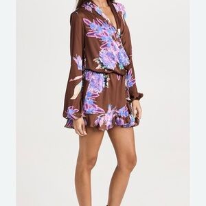 Rocco Sand L Floral Brown and Purple Wrap Dress